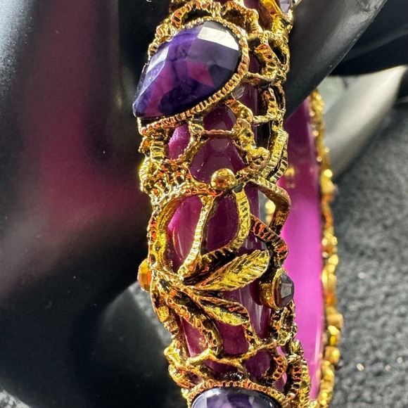 Womens Multicolor Amethyst Stone Round Shape Traditional Bangle - Picture 11 of 12